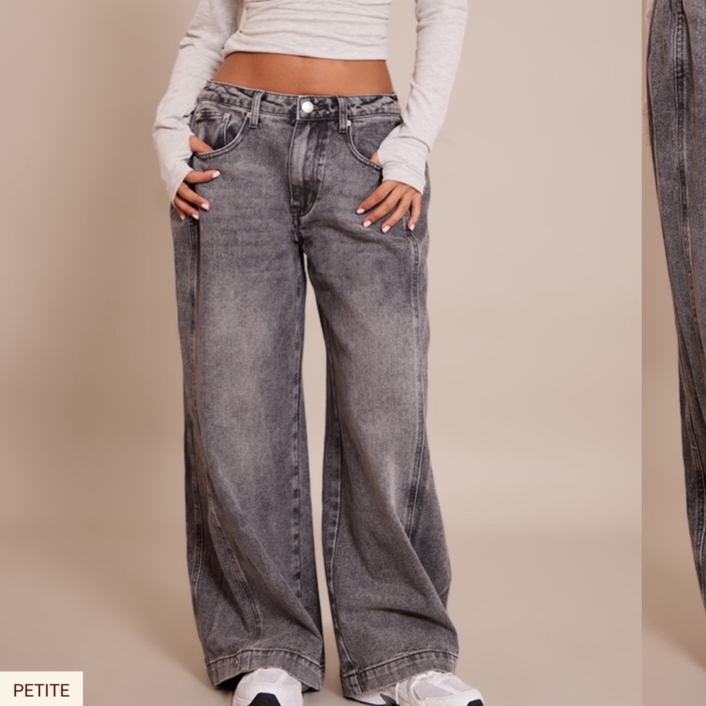 PLT Grey Wide Leg Jeans (petite)